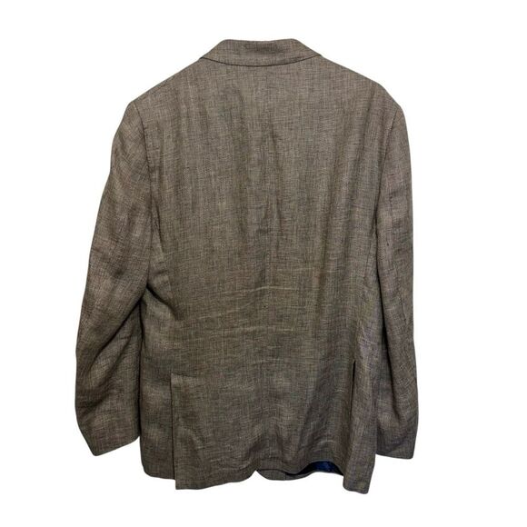 Robert Talbott Brown Linen Three Buttton Summer Blazer Sport Coat, L - Picture 3 of 11